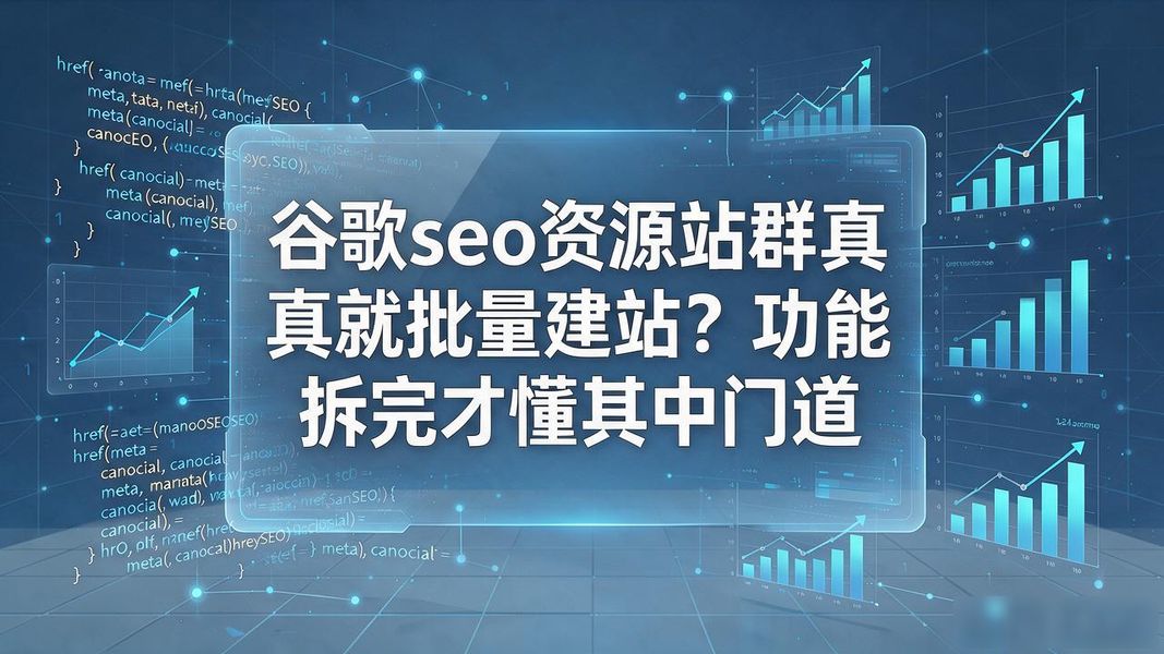 谷歌seo资源站群真就批量建站?功能拆完才懂其中门道